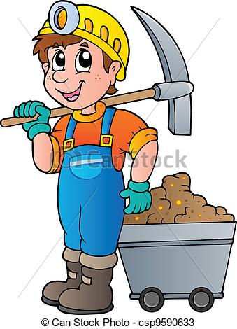 339x470 Miner With Pickaxe And Cart