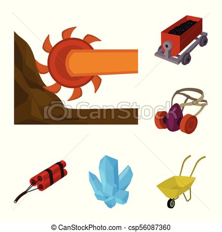 450x470 Mining Industry Cartoon Icons In Set Collection For Design