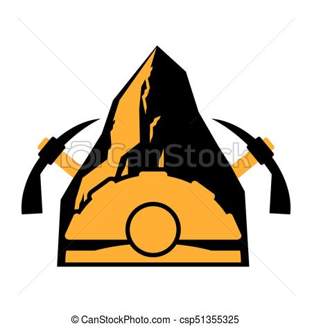 450x470 Mining Logo. Meiner Emblem. Helmet And Pickaxe And Coal Vector