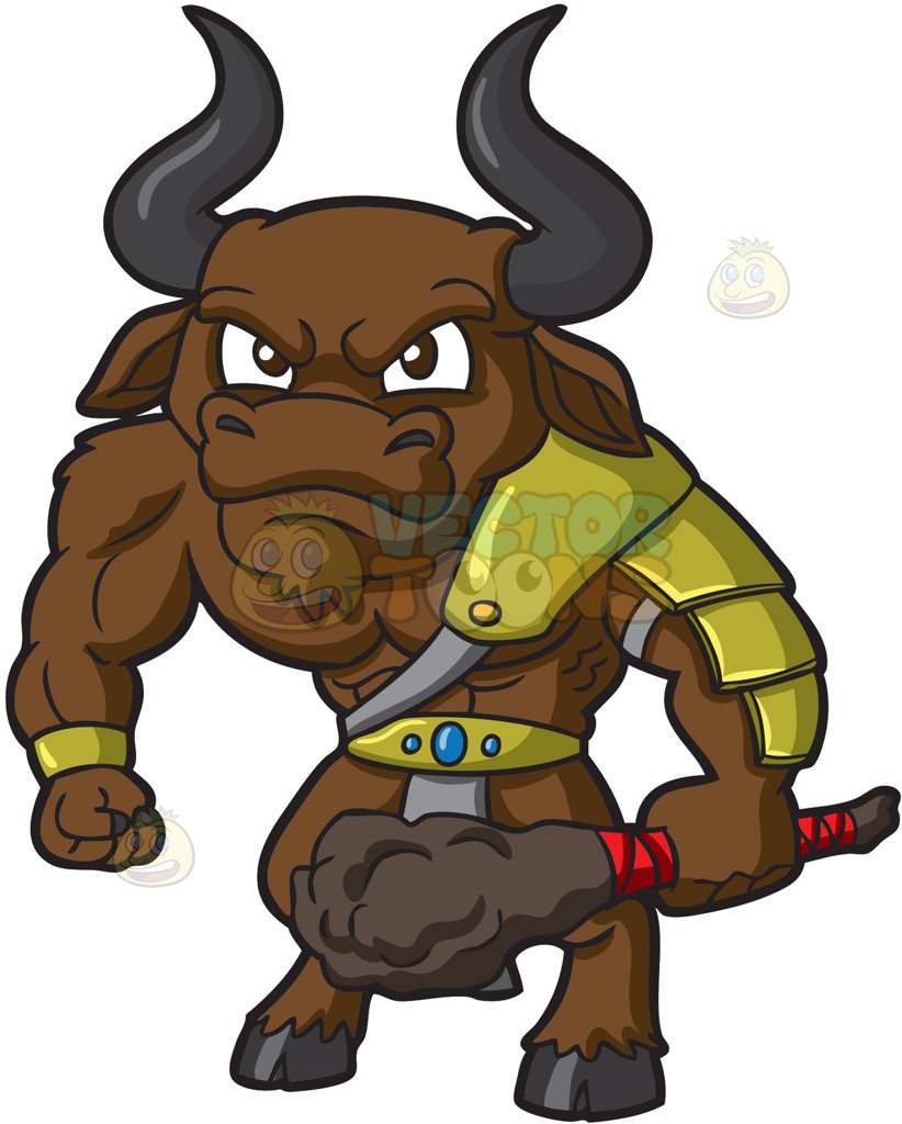 822x1024 An Angry Minotaur Cartoon Clipart Vector Toons
