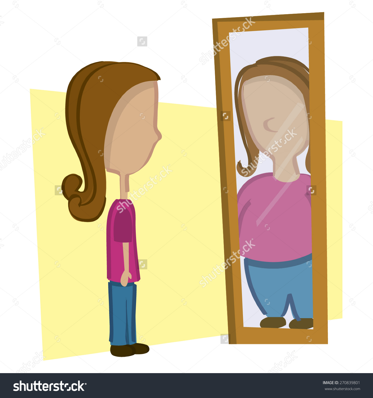 1500x1600 Girl Looking In Mirror Clipart