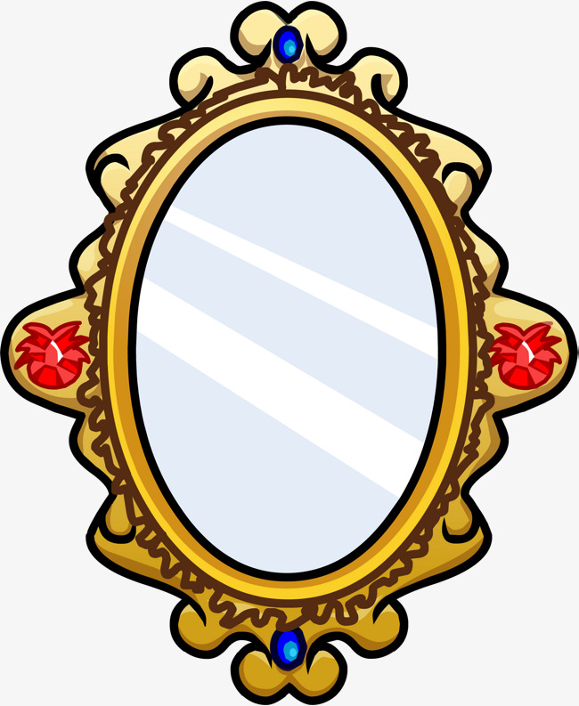 650x793 Cartoon Yellow Mirror, Leave The Material, Cartoon, Oval Png Image