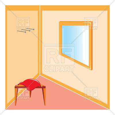400x400 Corner Of The Room With Stool And Mirror Royalty Free Vector Clip