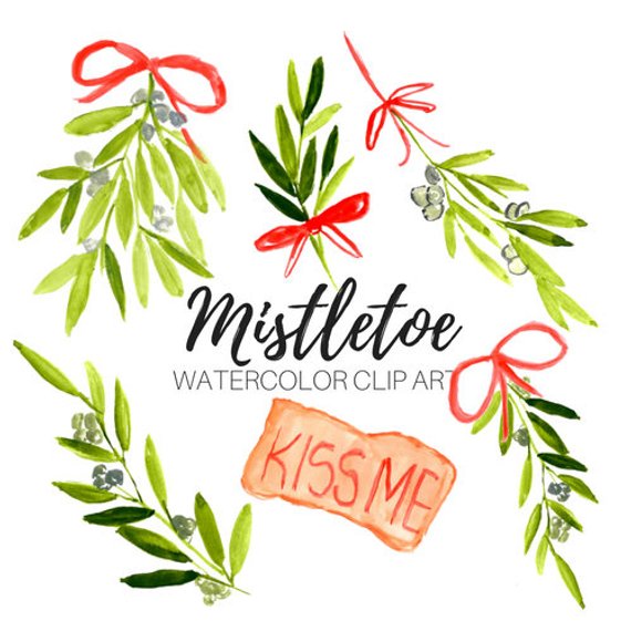 570x570 Mistletoe Clip Art Watercolor Clip Art Christmas Clip Art