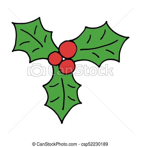 450x470 Cartoon Mistletoe Hand Drawn Vector Doodle Icon. Vector