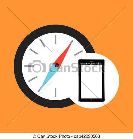 450x470 Compass Mobile Phone Navigation Vector Illustration Eps 10 Clip