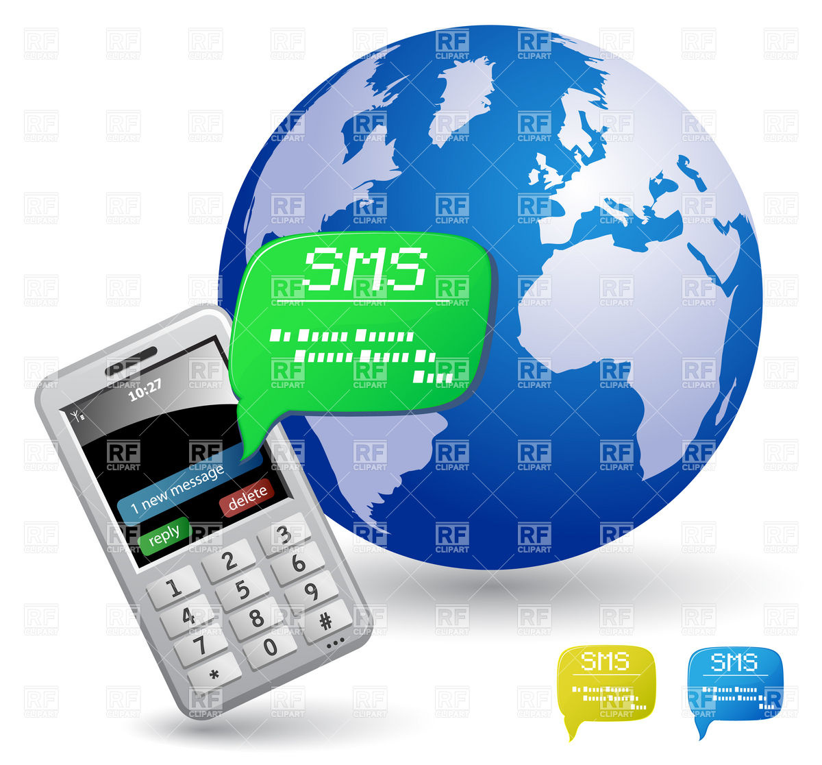 1200x1116 Mobile Phone, Globe And Sms Bubble Royalty Free Vector Clip Art