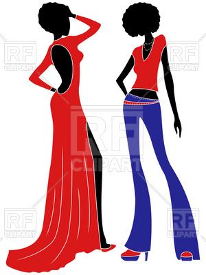 300x400 Silhouette Of Attractive Model Women In Long Gown And Trousers
