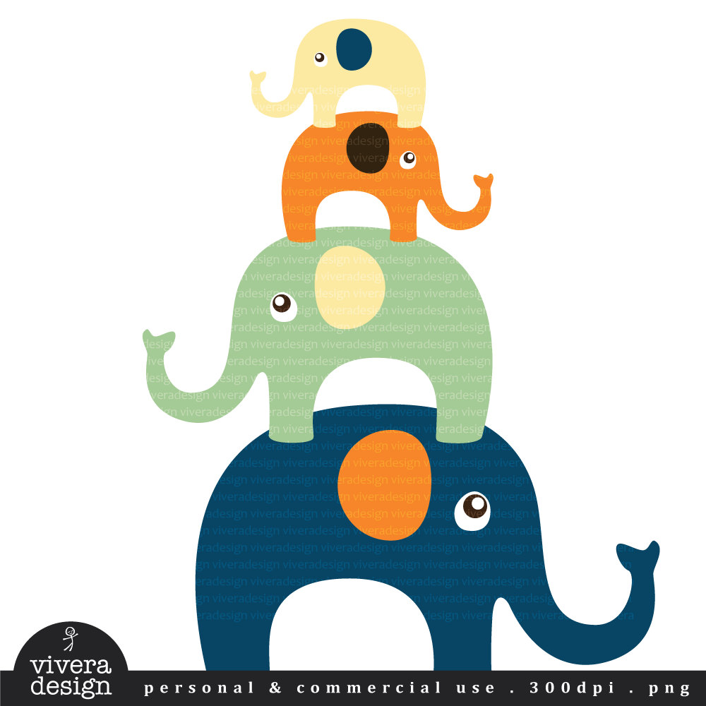 1000x1000 Modern Elephants Clip Art