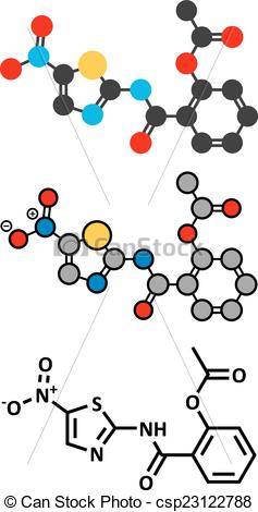 237x470 Nitazoxanide Antiprotozoal Drug Molecule. Vector