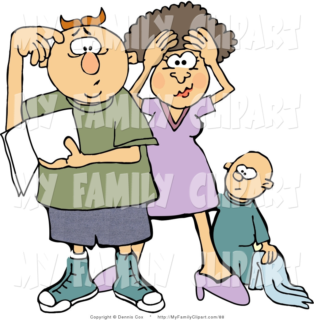 1024x1044 Clip Art Of A Frustrated New Mom And Dad Trying To Figure Out How