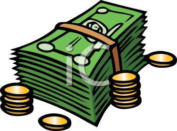350x259 Royalty Free Clip Art Image Stack Of Paper Money And Some Coins