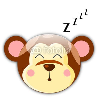 400x400 Vector Illustration Of Sleepy Monkey. Image, Isolated, Animals