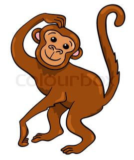 269x320 Cute Baby Monkey On A Tree Holding Banana Stock Vector Colourbox