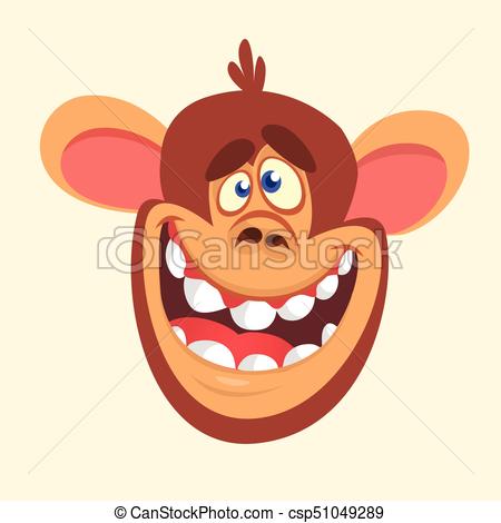 450x470 Cartoon Monkey Head Icon. Vector Illustration Of Smiling Vector