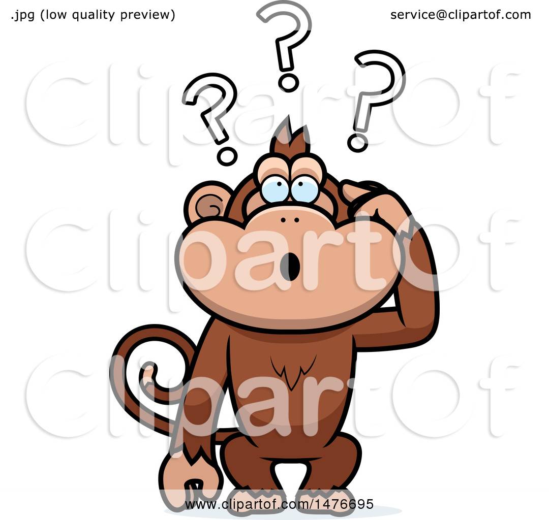 1080x1024 Clipart Of A Confused Monkey Scratching His Head