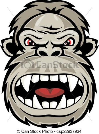 349x470 Wild Gorilla Monkey Head For Mascot Design. Vector Vectors