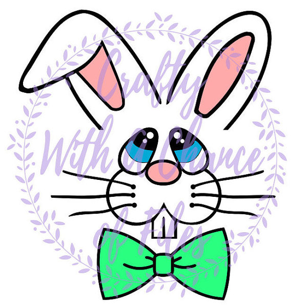 570x599 Easter Bunny Face With Monogram Clipart
