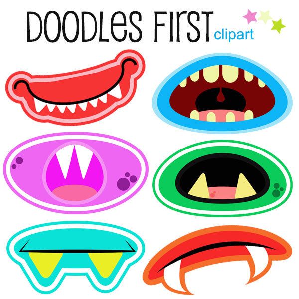 600x600 This Clip Art Set Includes All 6 Of The Fun Monster Mouth Amp Grins