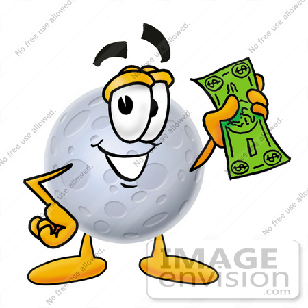 450x450 Clip Art Graphic Of A Full Moon Cartoon Character Holding A Dollar
