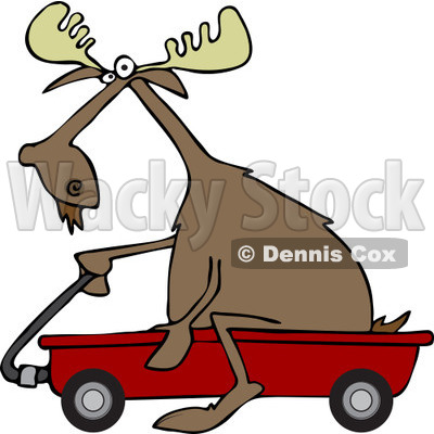 400x400 Clipart Of A Moose Riding In A Red Wagon