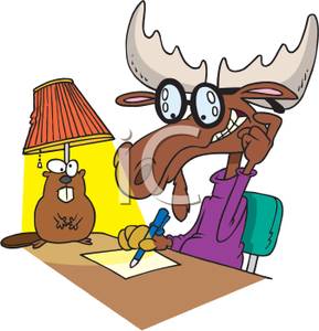 289x300 Clipart Picture A Moose Sitting At His Desk Writing On A Sheet