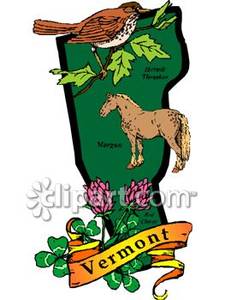 225x300 Green State Of Vermont With State Symbols Of Morgan Horse,