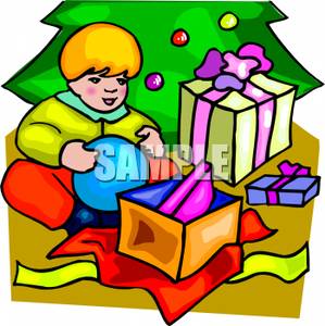 299x300 A Toddler Boy Opening Presents On Christmas Morning