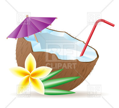 400x362 Coconut Cocktail Royalty Free Vector Clip Art Image