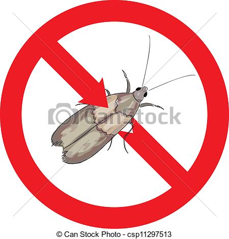 450x470 Moth Pest Is Prohibited. Vector Illustration. Vector Clip Art