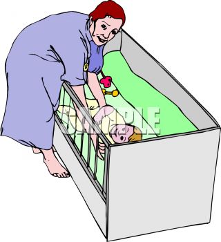 320x350 Clip Art Illustration Of A Mother Tending To Her Baby In