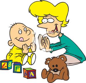 300x290 Clip Art Image A Mother Playing Pattycake With Her Baby
