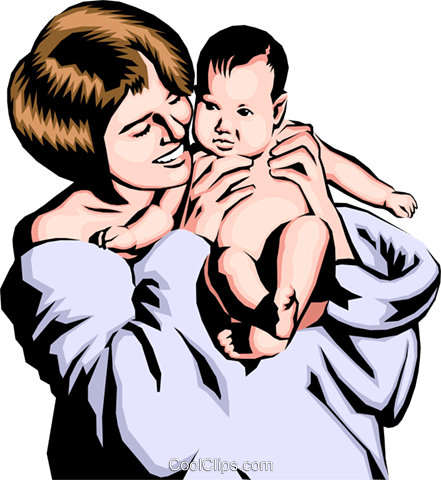 441x480 Mother With Baby Royalty Free Vector Clip Art Illustration