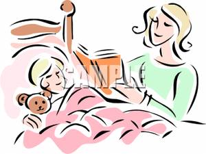 300x225 A Mother Reading A Bedtime Story To Her Daughter Lieing In Bed