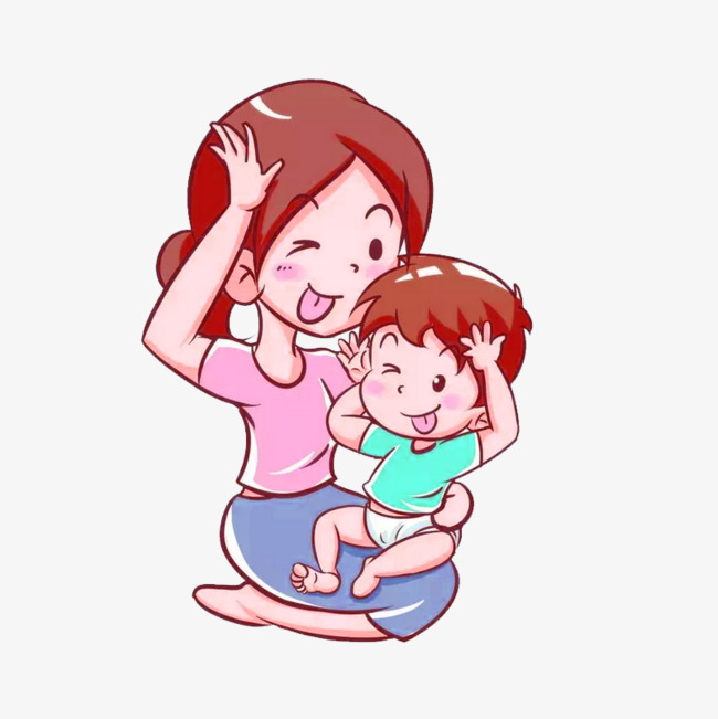 650x651 Pink Cartoon Mother And Child Decoration Patterns, Pink, Cartoon