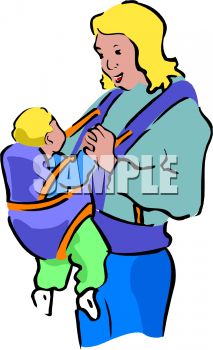 213x350 Royalty Free Clip Art Image Young Mother With Her Baby In A Carrier