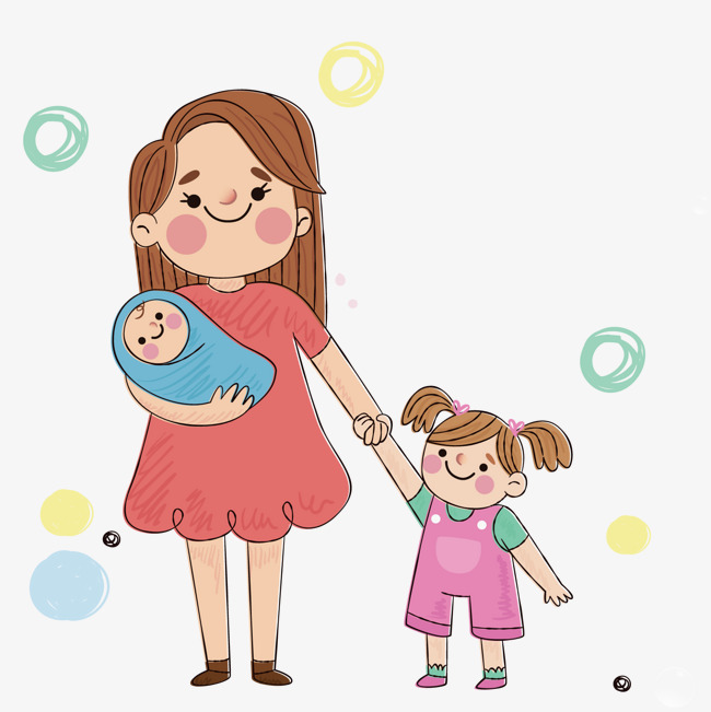 650x651 Hand Painted Line Mother And Daughter, Hand Painted, Line, Mother