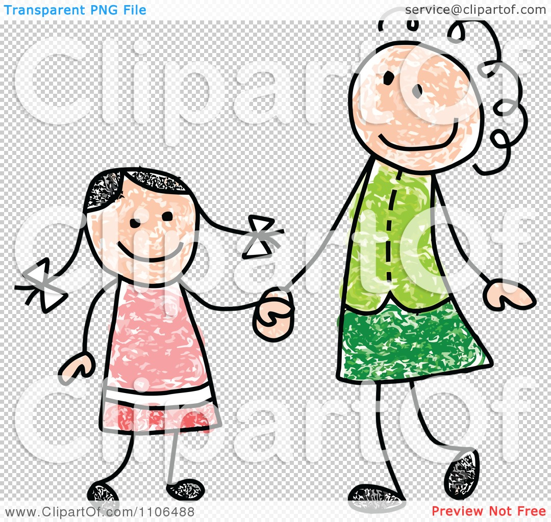 1080x1024 Mother And Daughter Cartoon Drawing
