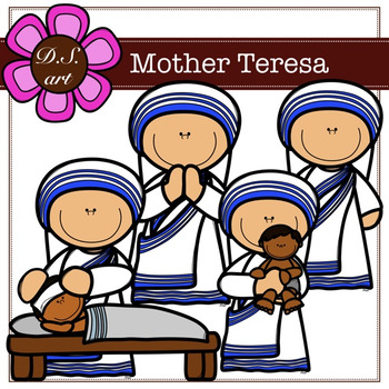 350x350 Mother Teresa Digital Clipart (Color And Blackampwhite) By Dsart Tpt