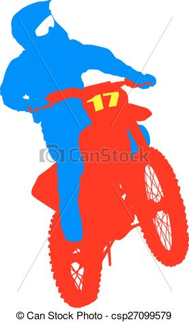 277x470 Black Silhouettes Motocross Rider On A Motorcycle. Vector