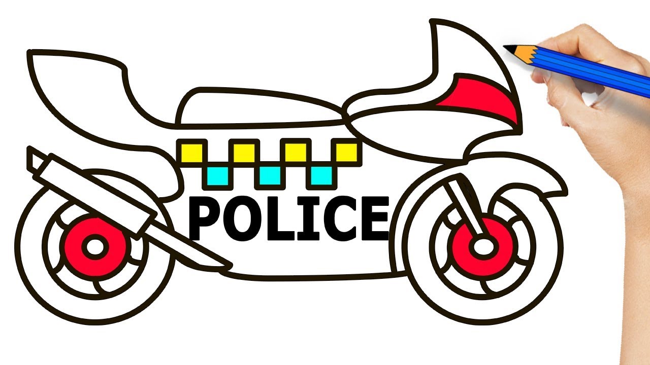 1280x720 How To Draw Police Motorbike Coloring Pages And Drawing