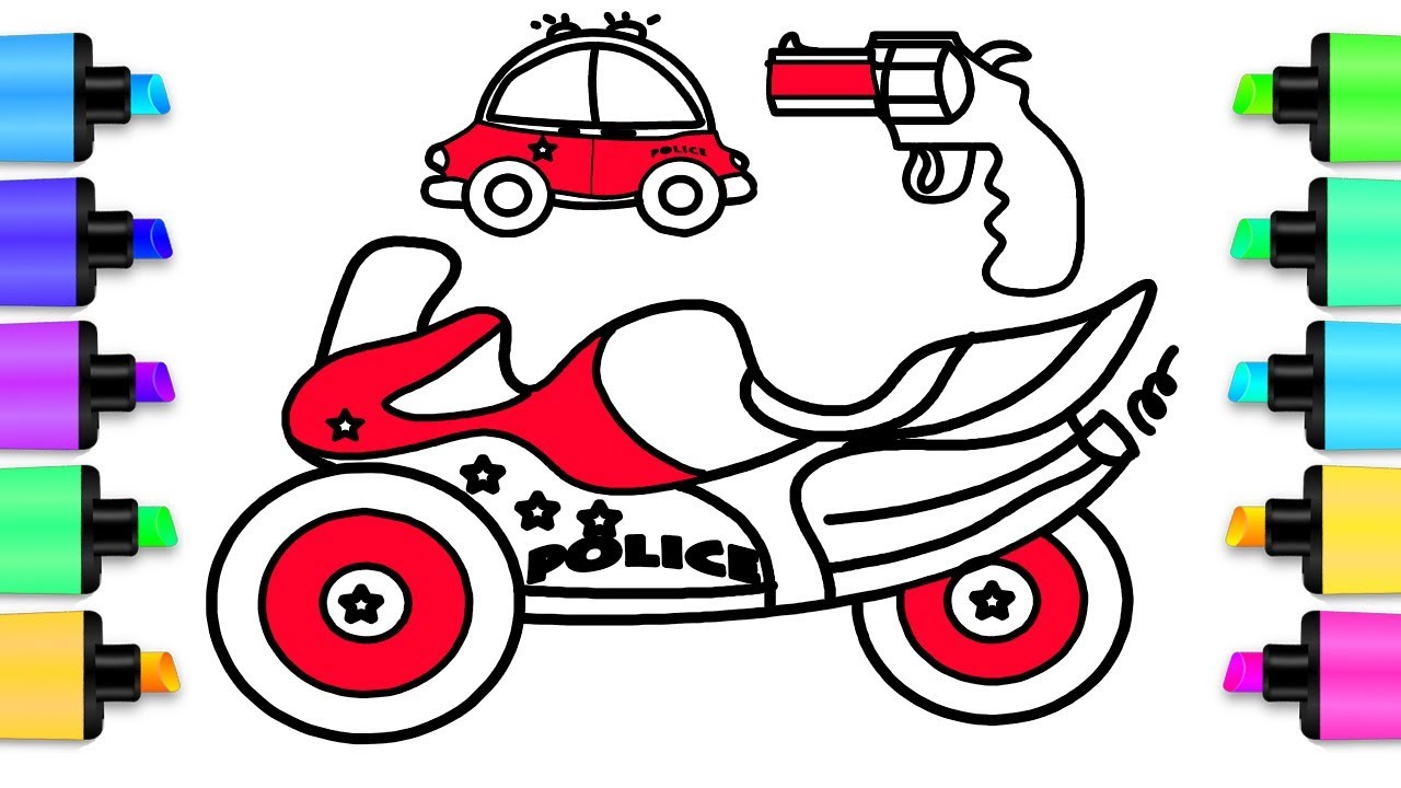1280x720 How To Draw Police Motorbike Amp Police Car 7 Coloring Pages