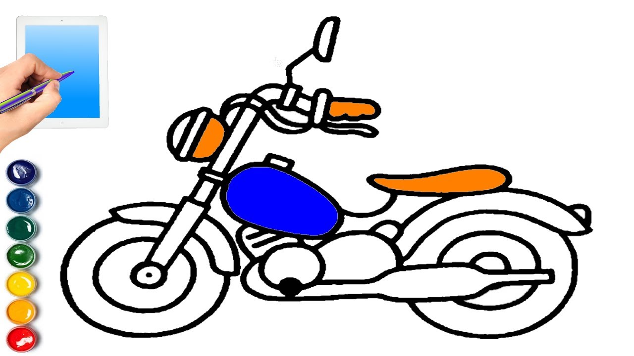 1280x720 Motorcycle Coloring Page For Children