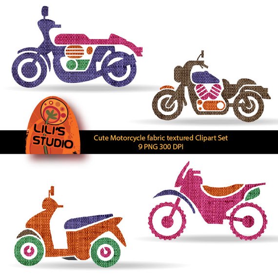 570x570 Motorcycle Racing Digital Clipart Set Multiple Colors Bike Digi