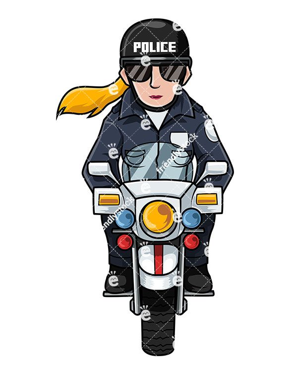 585x755 Police Woman Riding Motorcycle Vector Cartoon Clipart
