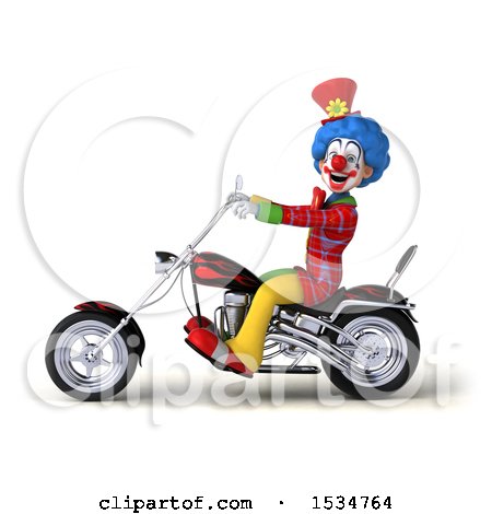 450x470 Clipart Of 3d Colorful Clown Riding Chopper Motorcycle, On