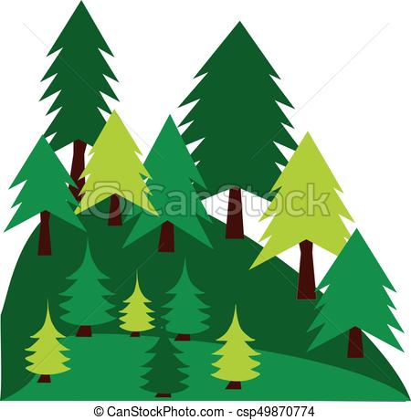 450x460 Mountain Landscape With Pines.vector Graphic. Mountain Vectors