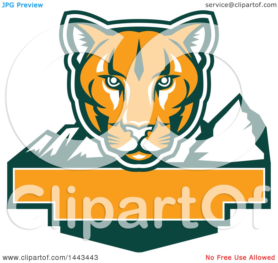 1080x1024 Clipart Of A Retro Green, Orange And White Puma Cougar Mountain
