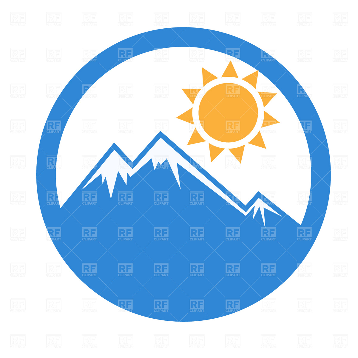 1200x1200 Snow Capped Mountain Peak Royalty Free Vector Clip Art Image