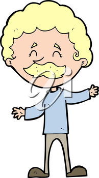 194x350 Clipart Illustration Of A Blond Man With A Moustache